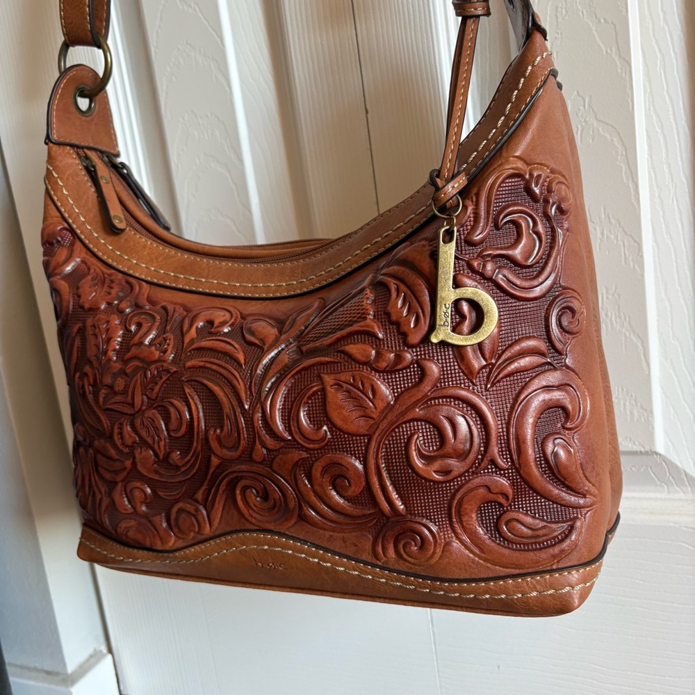 BOC Elegant Brown Embossed Faux Leather Bag
